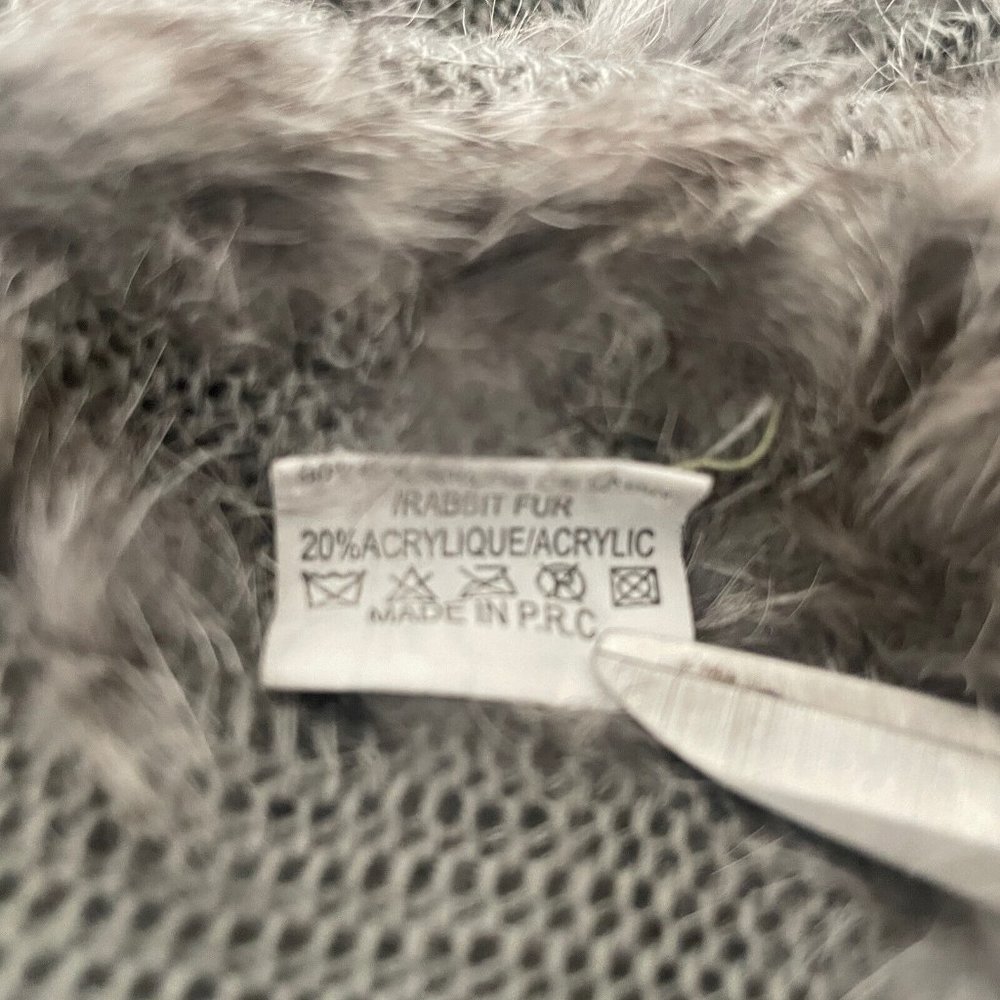 💜 3/$30 Gray Knit Angora Rabbit Fur Asymmetric Open Front Cardigan Sweater - Picture 8 of 8